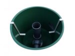 Robuste Halterung V2A für Vorfilterwabe, designed für optimale Fixierung in Teichfiltern, grün mit zentralem Rohranschluss.